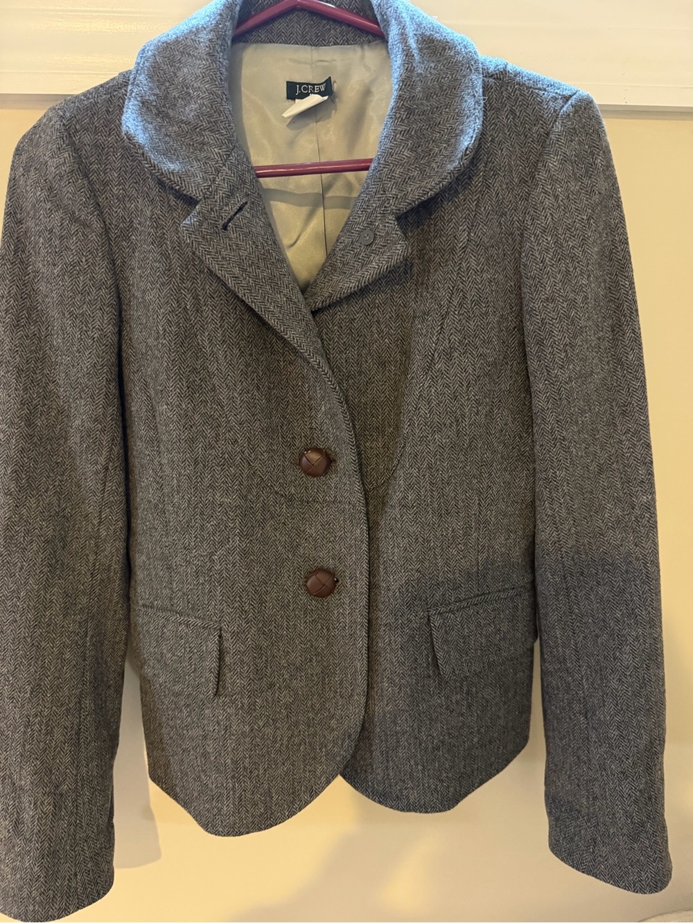 J. Crew Gray Herringbone Tailored Wool-Blend Blazer